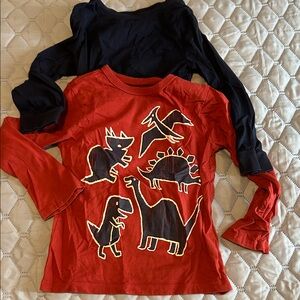 Red Dinosaur Kids Shirt and Navy Blue Shirt Set